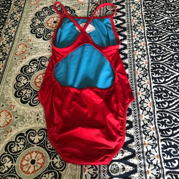 Lifeguard Life Guard Swim Suite Red and Blue One Piece - Picture 3 of 5